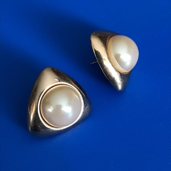 Vintage Jewelry - Vintage geometric pearl earrings